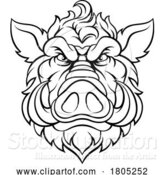 Vector Illustration of Boar Wild Hog Razorback Warthog Mascot Pig by AtStockIllustration