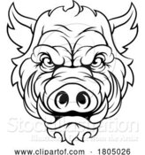 Vector Illustration of Boar Wild Hog Razorback Warthog Mascot Pig by AtStockIllustration