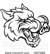 Vector Illustration of Boar Wild Hog Razorback Warthog Mascot Pig by AtStockIllustration