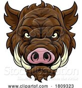 Vector Illustration of Boar Wild Hog Razorback Warthog Mascot Pig by AtStockIllustration