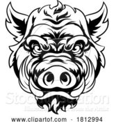 Vector Illustration of Boar Wild Hog Razorback Warthog Mascot Pig by AtStockIllustration