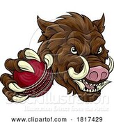 Vector Illustration of Boar Wild Hog Razorback Warthog Pig Cricket Mascot by AtStockIllustration