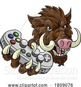 Vector Illustration of Boar Wild Hog Razorback Warthog Pig Gaming Mascot by AtStockIllustration