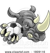 Vector Illustration of Boar Wild Hog Razorback Warthog Pig Soccer Mascot by AtStockIllustration