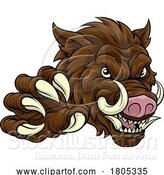 Vector Illustration of Boar Wild Hog Razorback Warthog Pig Sports Mascot by AtStockIllustration