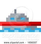 Vector Illustration of Boat Ship Pixel 8 Bit Video Game Art Icon by AtStockIllustration