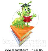 Vector Illustration of Book Worm Caterpillar Reading by AtStockIllustration