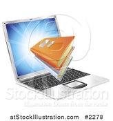 Vector Illustration of Books Emerging from a Laptop by AtStockIllustration