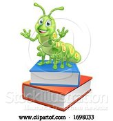 Vector Illustration of Bookworm Caterpillar Worm on Book Stack by AtStockIllustration