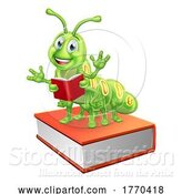 Vector Illustration of Bookworm Worm Caterpillar on Book Reading by AtStockIllustration