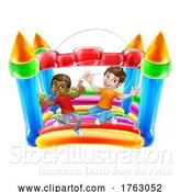 Vector Illustration of Bouncy House Castle Jumping Boys Children by AtStockIllustration