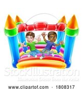 Vector Illustration of Bouncy House Castle Jumping Boys Children by AtStockIllustration