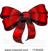 Vector Illustration of Bow Gift Ribbon Vintage Woodcut Engraving Style by AtStockIllustration