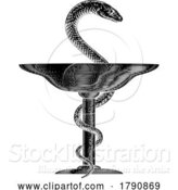 Vector Illustration of Bowl of Hygieia Snake Medical Pharmacist Icon by AtStockIllustration