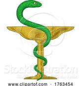 Vector Illustration of Bowl of Hygieia Snake Medical Pharmacy Sign by AtStockIllustration