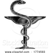 Vector Illustration of Bowl of Hygieia Snake Medical Pharmacy Symbol Icon by AtStockIllustration