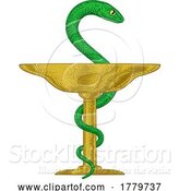 Vector Illustration of Bowl of Hygieia Snake Medical Pharmacy Symbol Icon by AtStockIllustration