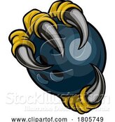 Vector Illustration of Bowling Ball Eagle Claw Monster Hand by AtStockIllustration