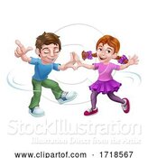 Vector Illustration of Boy and Girl Kid Child Characters Dancing by AtStockIllustration