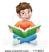 Vector Illustration of Boy Child Kid Character Reading a Book by AtStockIllustration