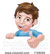 Vector Illustration of Boy Kid Thumbs up Child Peeking over Sign by AtStockIllustration