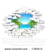 Vector Illustration of Brick Wall Breaking Beach Behind Freedom Concept by AtStockIllustration