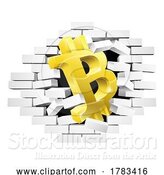 Vector Illustration of Brick Wall Breaking Bitcoin Sign Concept by AtStockIllustration