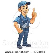 Vector Illustration of Bricklayer Mascot Tool Mason Construction Mascot by AtStockIllustration