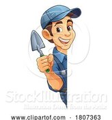 Vector Illustration of Bricklayer Mascot Tool Mason Construction Mascot by AtStockIllustration