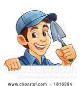 Vector Illustration of Bricklayer Mascot Tool Mason Construction Mascot by AtStockIllustration