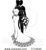Vector Illustration of Bride and Groom Bridal Wedding Silhouette by AtStockIllustration
