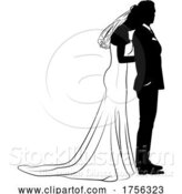 Vector Illustration of Bride and Groom Couple Wedding Dress Silhouettes by AtStockIllustration