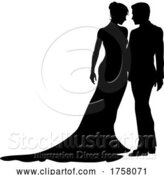 Vector Illustration of Bride and Groom Couple Wedding Dress Silhouettes by AtStockIllustration