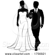 Vector Illustration of Bride and Groom Couple Wedding Dress Silhouettes by AtStockIllustration