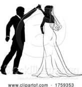 Vector Illustration of Bride and Groom Couple Wedding Dress Silhouettes by AtStockIllustration