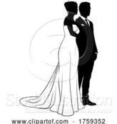 Vector Illustration of Bride and Groom Couple Wedding Dress Silhouettes by AtStockIllustration