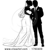 Vector Illustration of Bride and Groom Couple Wedding Dress Silhouettes by AtStockIllustration