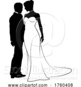 Vector Illustration of Bride and Groom Couple Wedding Dress Silhouettes by AtStockIllustration