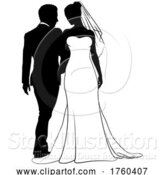 Vector Illustration of Bride and Groom Couple Wedding Dress Silhouettes by AtStockIllustration