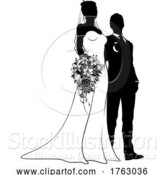 Vector Illustration of Bride and Groom Couple Wedding Dress Silhouettes by AtStockIllustration