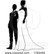 Vector Illustration of Bride and Groom Couple Wedding Dress Silhouettes by AtStockIllustration