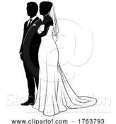 Vector Illustration of Bride and Groom Couple Wedding Dress Silhouettes by AtStockIllustration