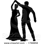 Vector Illustration of Bride and Groom Couple Wedding Dress Silhouettes by AtStockIllustration