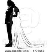 Vector Illustration of Bride and Groom Couple Wedding Dress Silhouettes by AtStockIllustration