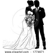 Vector Illustration of Bride and Groom Couple Wedding Dress Silhouettes by AtStockIllustration