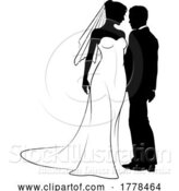 Vector Illustration of Bride and Groom Couple Wedding Dress Silhouettes by AtStockIllustration