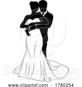 Vector Illustration of Bride and Groom Couple Wedding Dress Silhouettes by AtStockIllustration