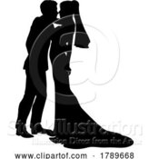 Vector Illustration of Bride and Groom Couple Wedding Dress Silhouettes by AtStockIllustration