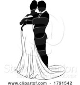 Vector Illustration of Bride and Groom Couple Wedding Dress Silhouettes by AtStockIllustration