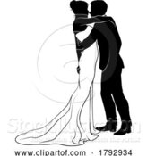 Vector Illustration of Bride and Groom Couple Wedding Dress Silhouettes by AtStockIllustration